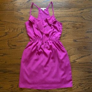 Lush fuschia tank dress with ruffle and racerback